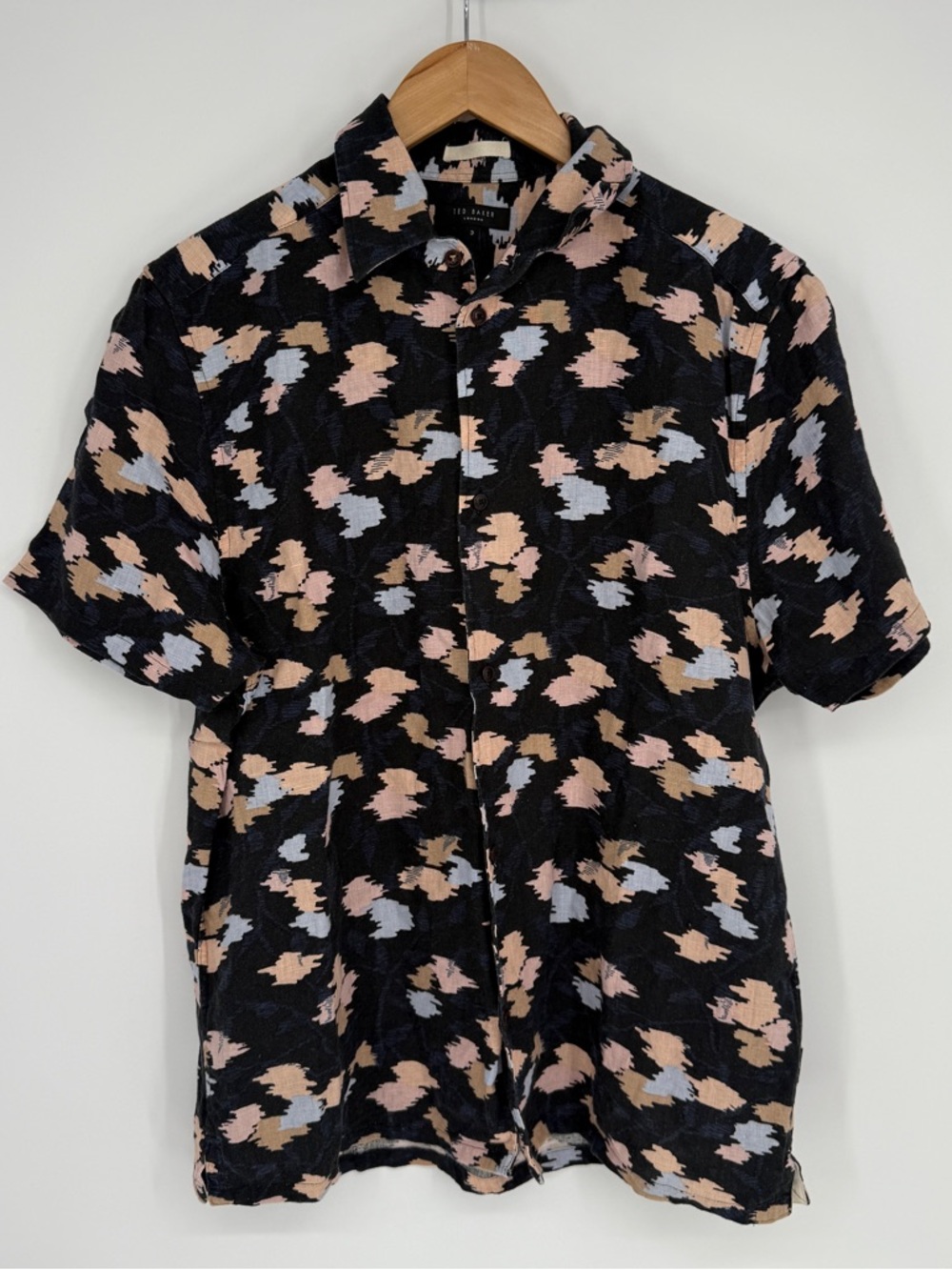 Ted Baker Printed Linen Button Up Shirt Size 3